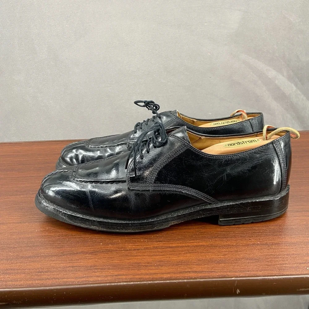 Allen Edmonds Dellwood 1304 Mens 10 R Dress Shoes Black Leather Split Toe Oxford